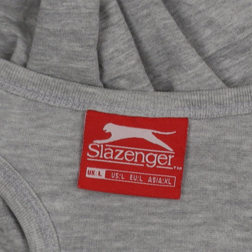 Slazenger Men Grey Tank Top L Athletic Fit Sports Gym Vest