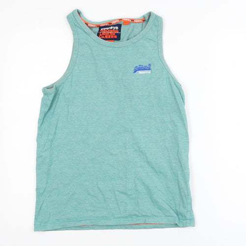 Superdry Men's Green Cotton Tank Top Small Activewear Vest