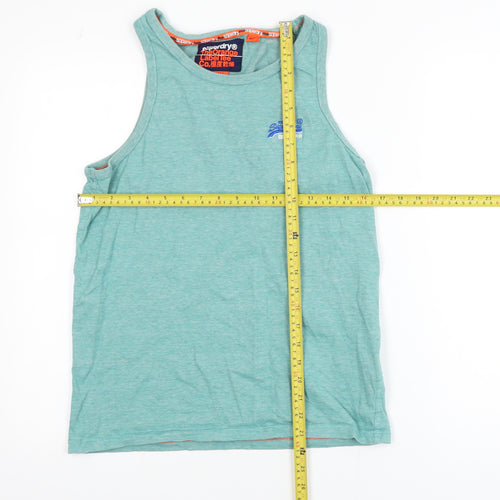 Superdry Men's Green Cotton Tank Top Small Activewear Vest