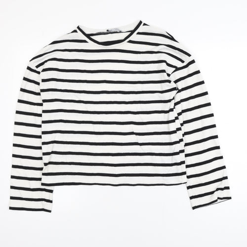 Zara Women’s Black White Striped Long Sleeve Basic T-Shirt Size S