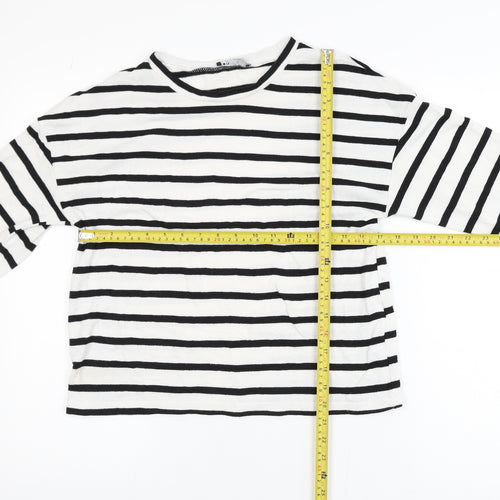 Zara Women’s Black White Striped Long Sleeve Basic T-Shirt Size S