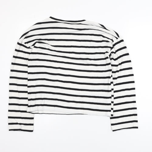 Zara Women’s Black White Striped Long Sleeve Basic T-Shirt Size S