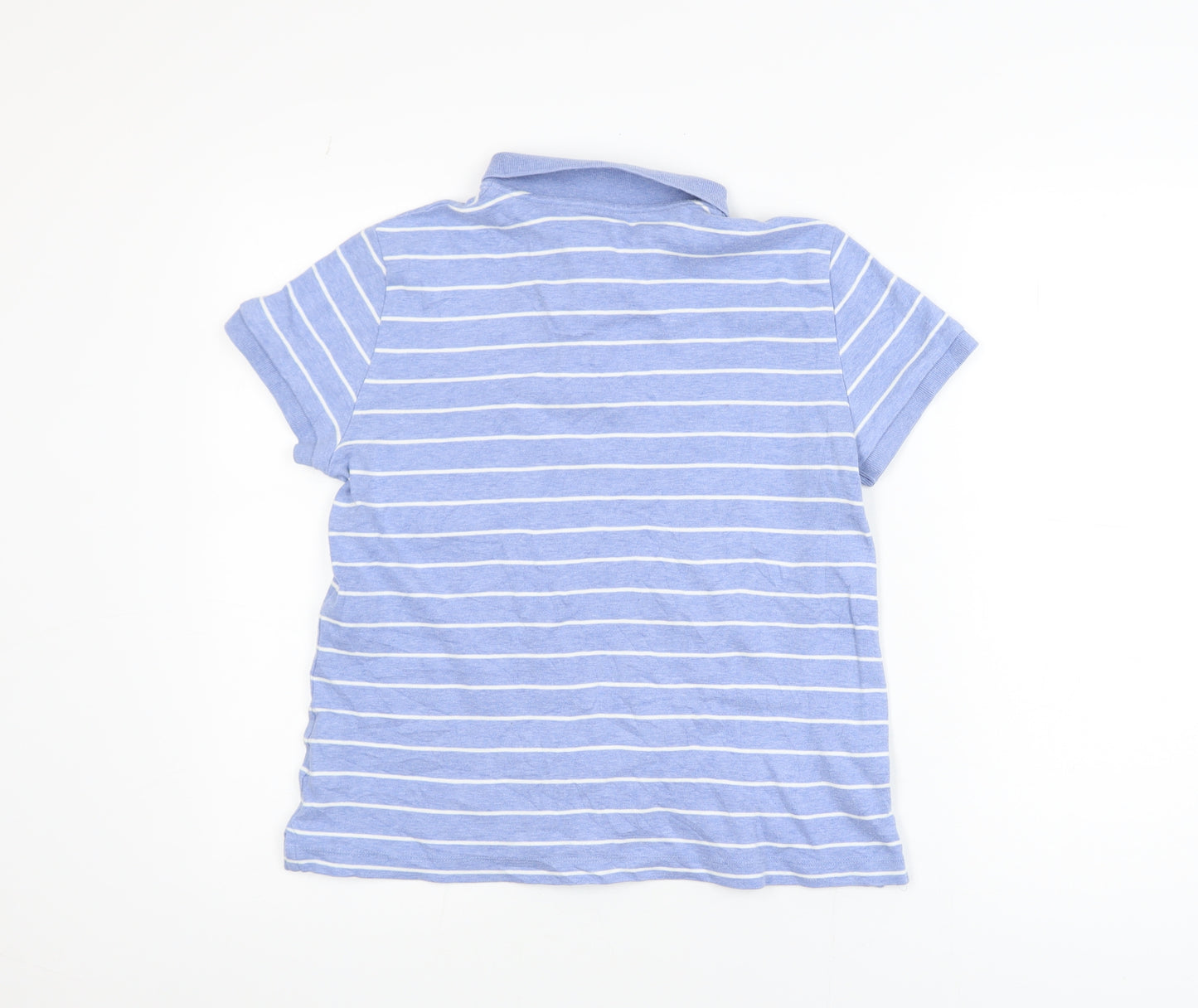 Lands' End Men's Blue Striped Cotton Polo Shirt Size S