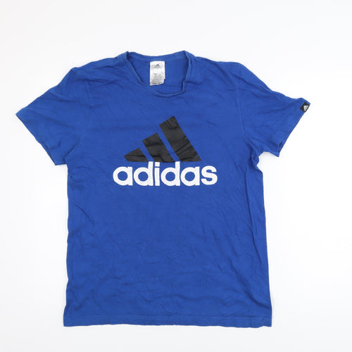 Adidas Men's Blue Small Crew Neck Graphic Sports T-Shirt