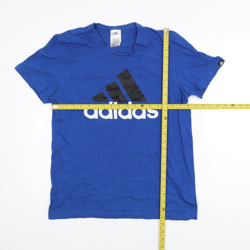 Adidas Men's Blue Small Crew Neck Graphic Sports T-Shirt