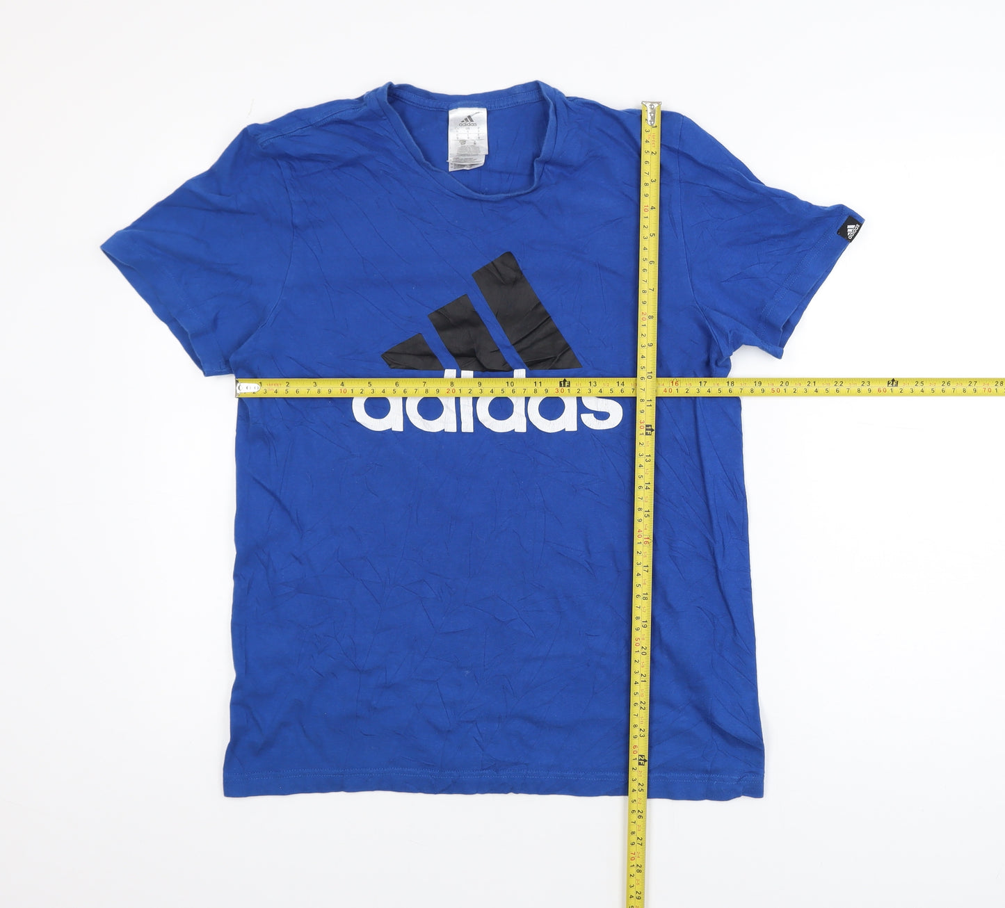 Adidas Men's Blue Small Crew Neck Graphic Sports T-Shirt