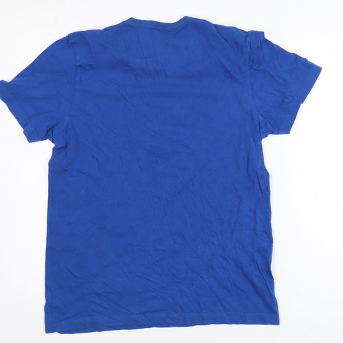 Adidas Men's Blue Small Crew Neck Graphic Sports T-Shirt