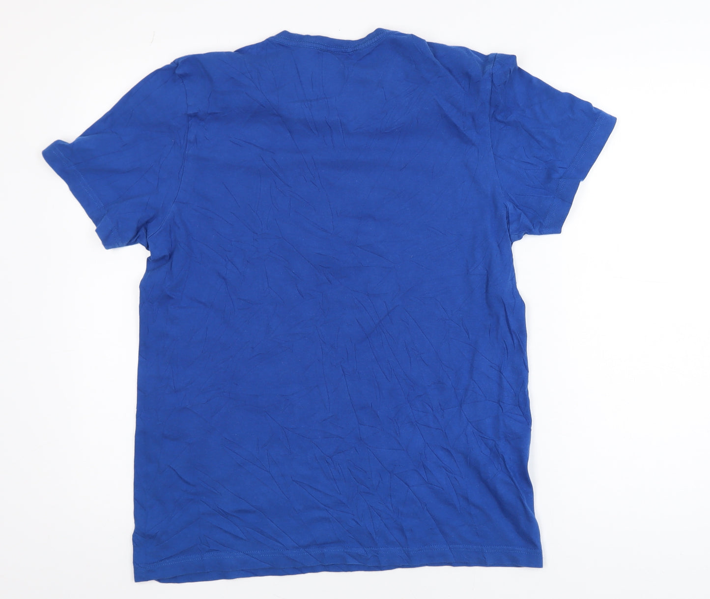 Adidas Men's Blue Small Crew Neck Graphic Sports T-Shirt