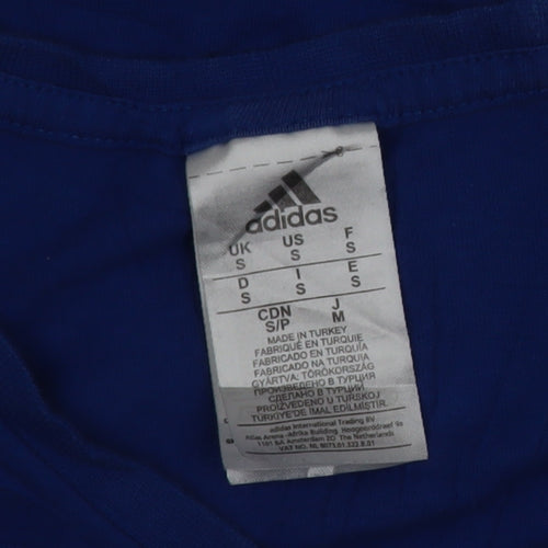 Adidas Men's Blue Small Crew Neck Graphic Sports T-Shirt