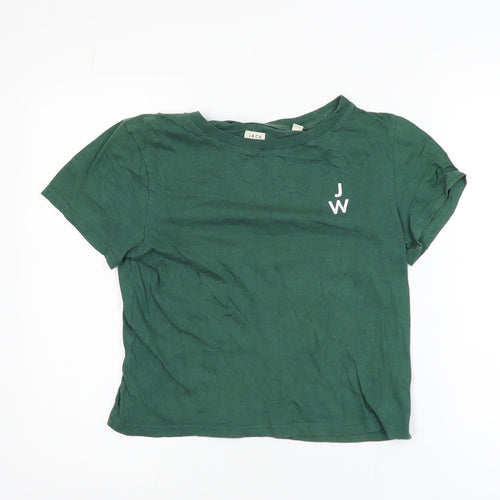 Jack Wills Women’s Green Cropped T-Shirt UK14 Cotton Modal