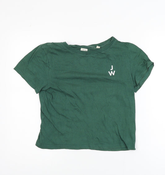 Jack Wills Women’s Green Cropped T-Shirt UK14 Cotton Modal
