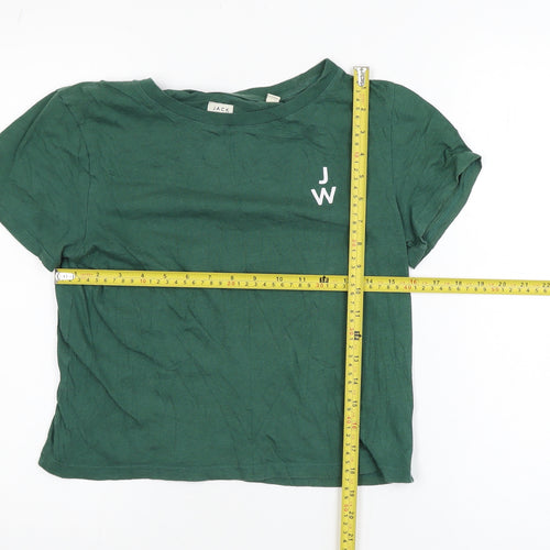 Jack Wills Women’s Green Cropped T-Shirt UK14 Cotton Modal