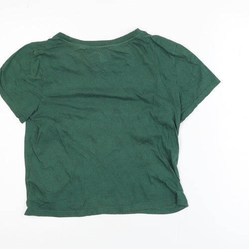 Jack Wills Women’s Green Cropped T-Shirt UK14 Cotton Modal