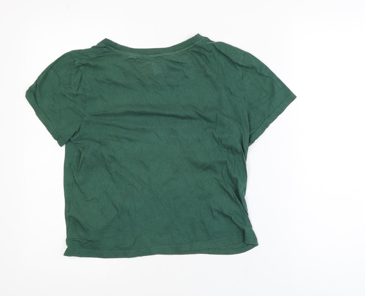 Jack Wills Women’s Green Cropped T-Shirt UK14 Cotton Modal
