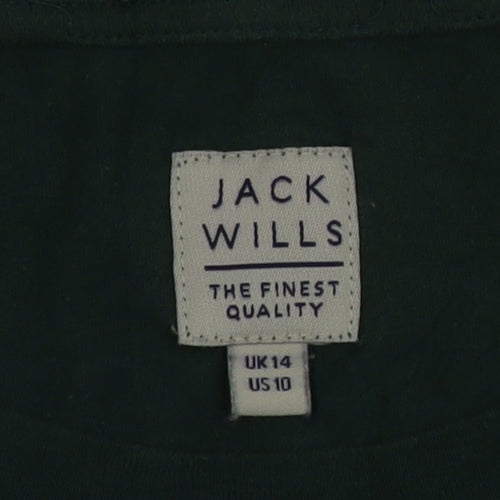 Jack Wills Women’s Green Cropped T-Shirt UK14 Cotton Modal