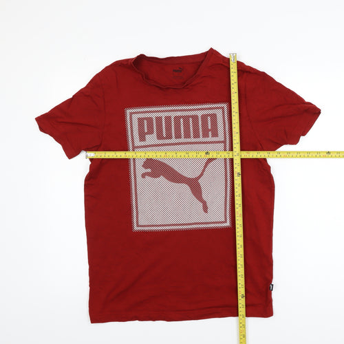 Puma Men's Red Graphic Logo Short Sleeve Cotton T-Shirt Size S