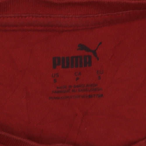 Puma Men's Red Graphic Logo Short Sleeve Cotton T-Shirt Size S