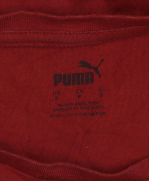 Puma Men's Red Graphic Logo Short Sleeve Cotton T-Shirt Size S