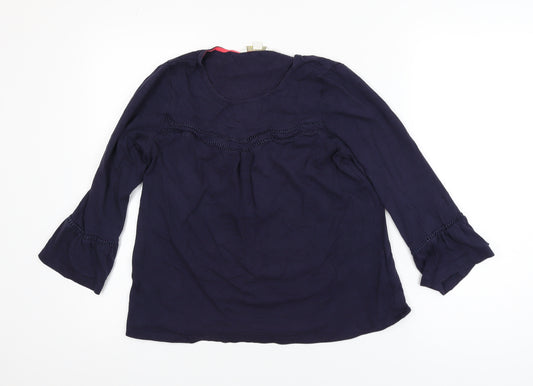 Boden Women's Blue 3/4 Sleeve Tunic Blouse Size 10 Modal Cotton