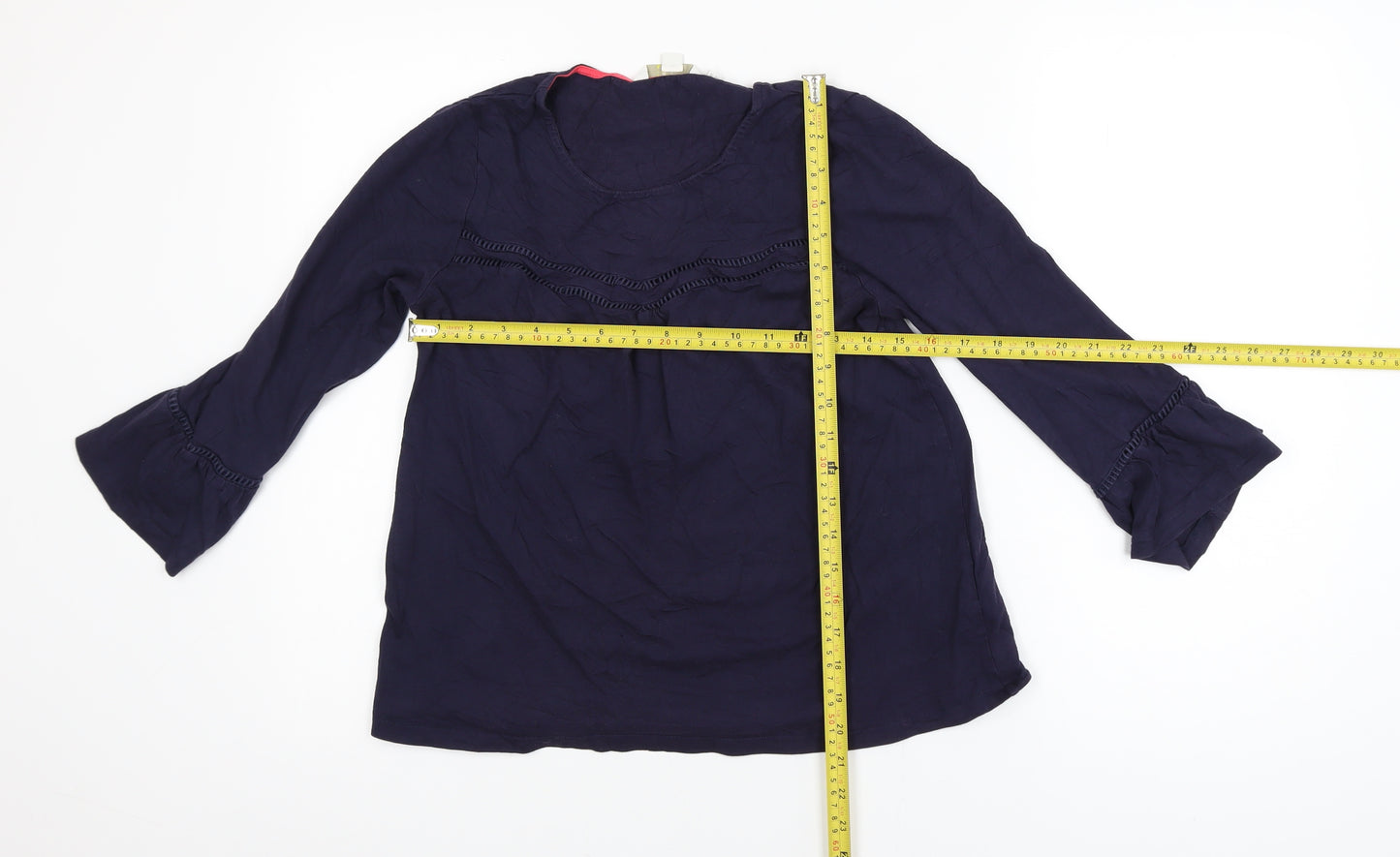 Boden Women's Blue 3/4 Sleeve Tunic Blouse Size 10 Modal Cotton