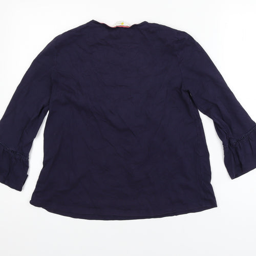Boden Women's Blue 3/4 Sleeve Tunic Blouse Size 10 Modal Cotton