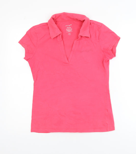 Pineapple Women's Pink Polo Shirt Size 12 Stretch Cotton