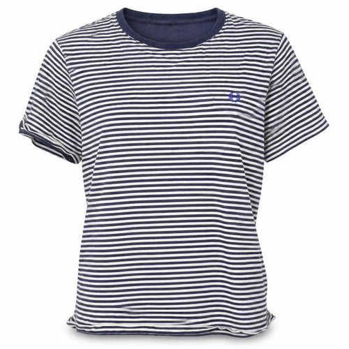 Fred Perry Women's Blue Striped Cotton T-Shirt M Classic Short Sleeve