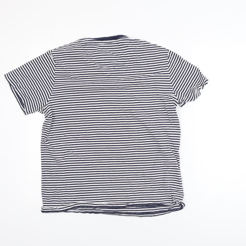 Fred Perry Women's Blue Striped Cotton T-Shirt M Classic Short Sleeve