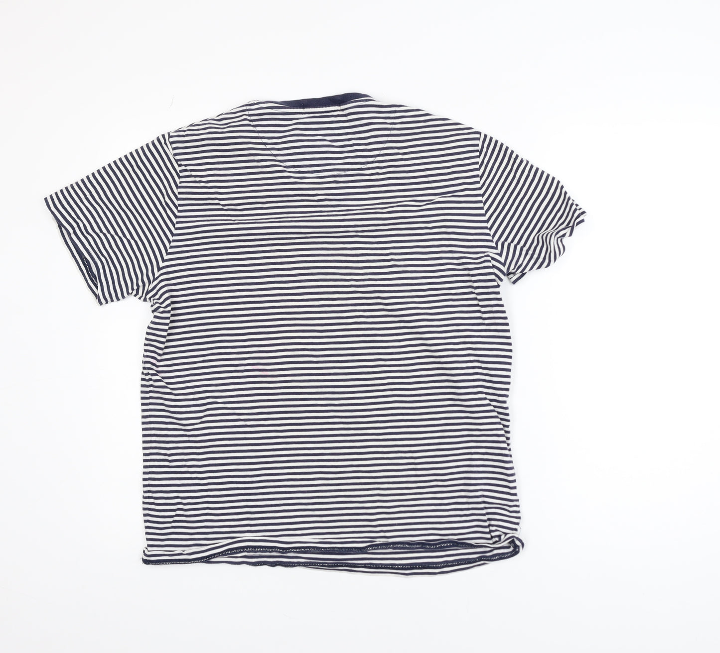 Fred Perry Women's Blue Striped Cotton T-Shirt M Classic Short Sleeve
