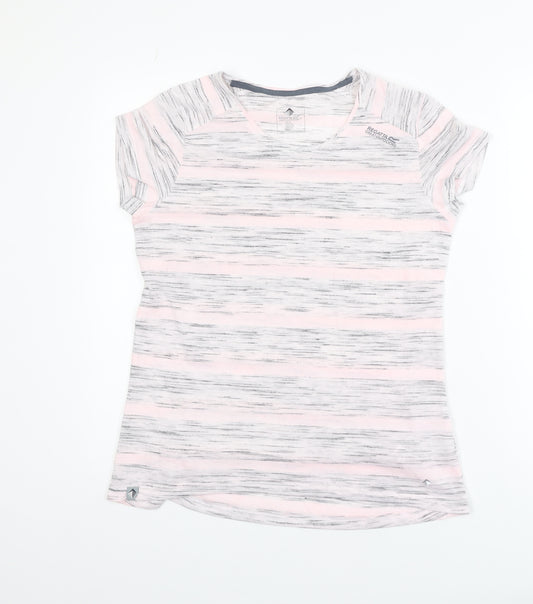 Regatta Womens Pink Striped Crew Neck Short Sleeve T-Shirt Size 12