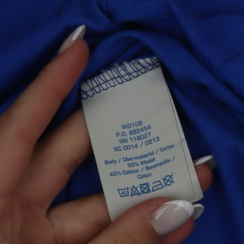 Boden Women Blue Size 12 Long Sleeve Basic Jersey Blouse