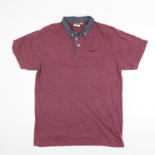 Lee Cooper Men's Red Collared Short Sleeve Polo Shirt Size L