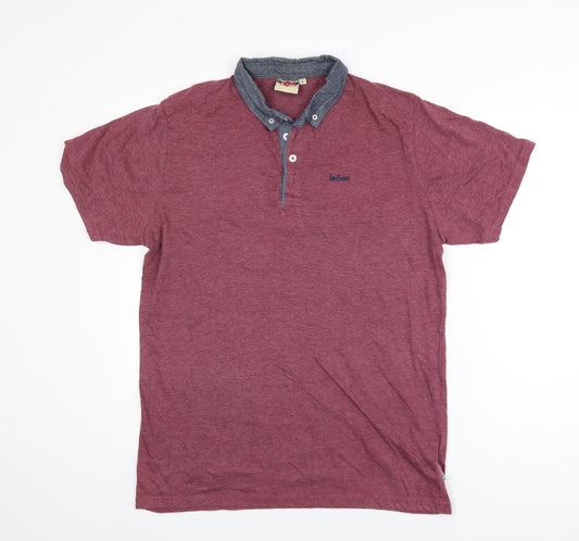 Lee Cooper Men's Red Collared Short Sleeve Polo Shirt Size L