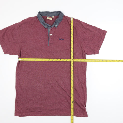 Lee Cooper Men's Red Collared Short Sleeve Polo Shirt Size L