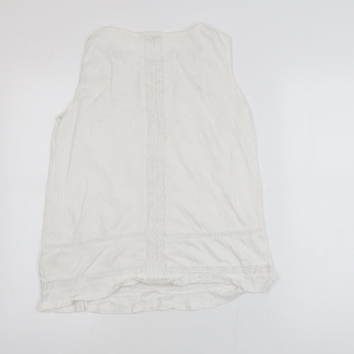 White Stuff Women’s White Crochet Tunic Blouse Size 10 Sleeveless