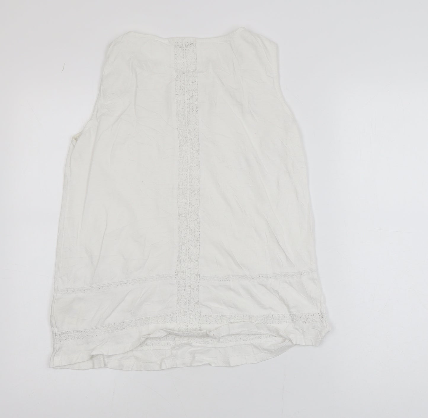 White Stuff Women’s White Crochet Tunic Blouse Size 10 Sleeveless