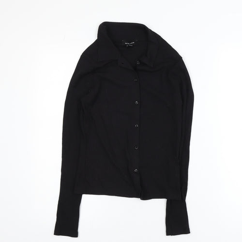 New Look Womens Black Collared Button Up Knitted Cardigan Size 8