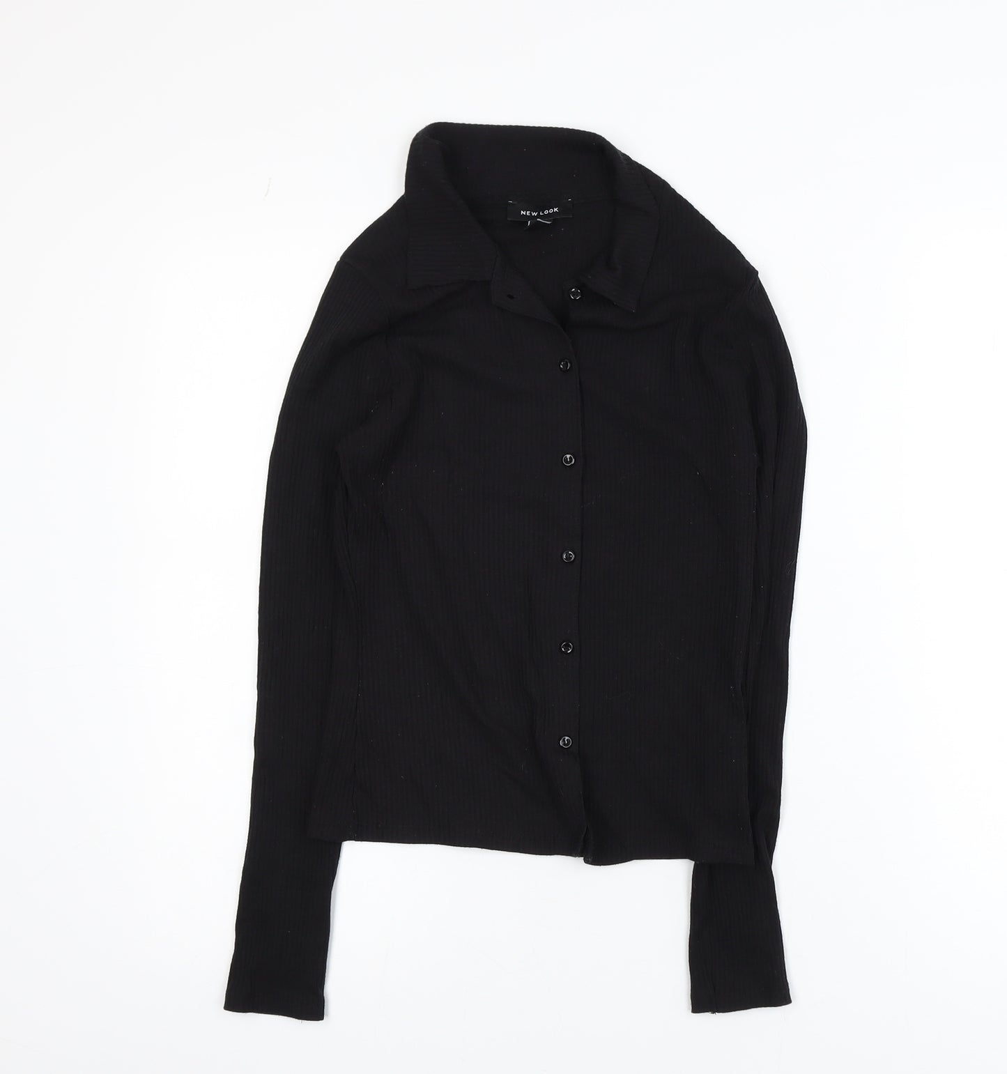 New Look Womens Black Collared Button Up Knitted Cardigan Size 8