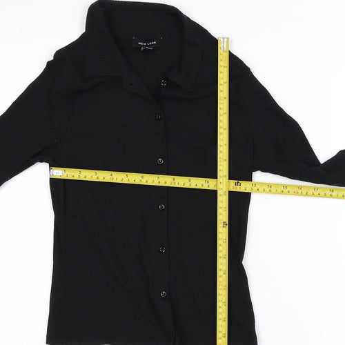 New Look Womens Black Collared Button Up Knitted Cardigan Size 8
