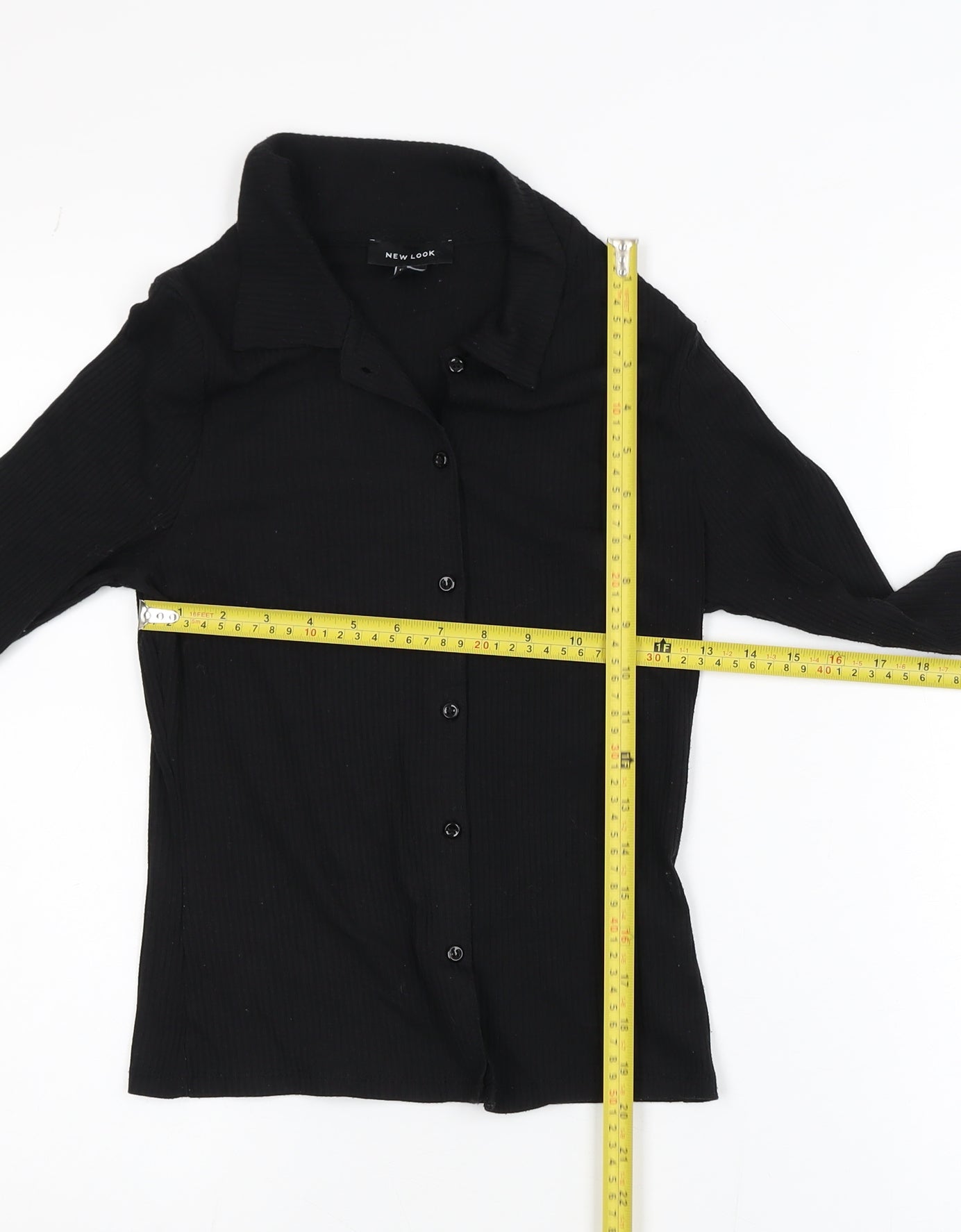 New Look Womens Black Collared Button Up Knitted Cardigan Size 8