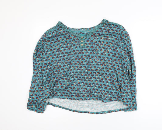 Mantaray Womens Blue Floral 100% Cotton Tunic Blouse Size 16