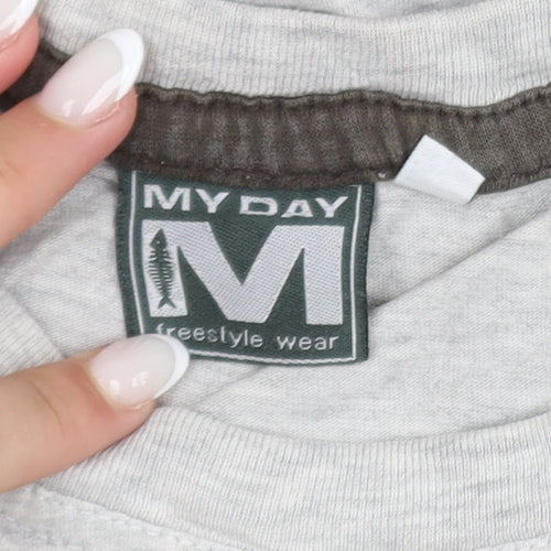 My Day Men's Grey Roma Italia Embroidered Cotton T-Shirt Size S