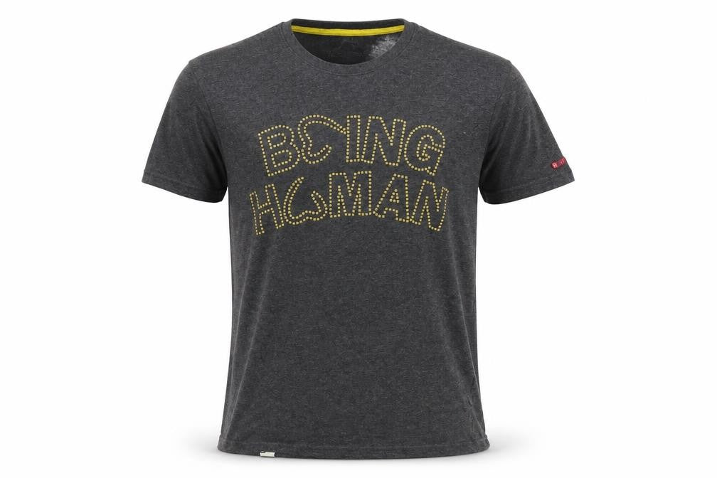 Being Human Men's Grey Studded Logo Crew Neck T-Shirt Size M