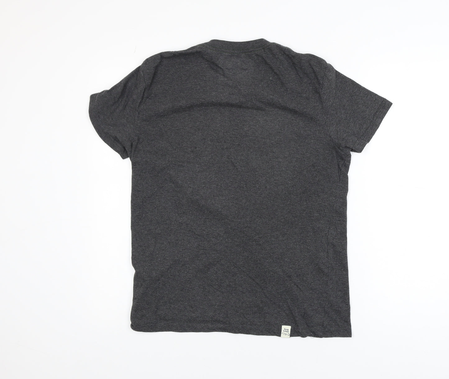 Being Human Men's Grey Studded Logo Crew Neck T-Shirt Size M
