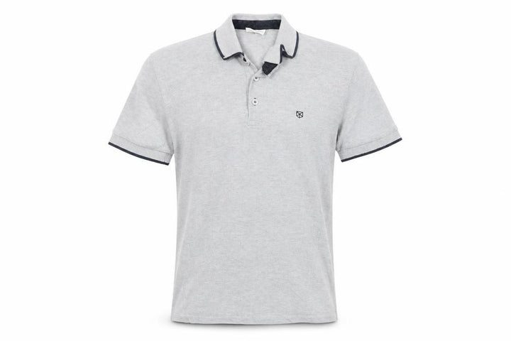 Jack & Jones Mens Grey Short Sleeve Cotton Polo Shirt Size L