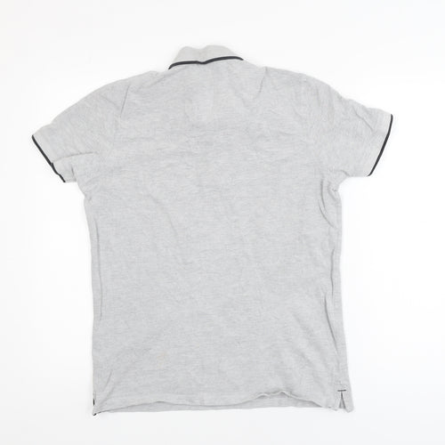 Jack & Jones Mens Grey Short Sleeve Cotton Polo Shirt Size L