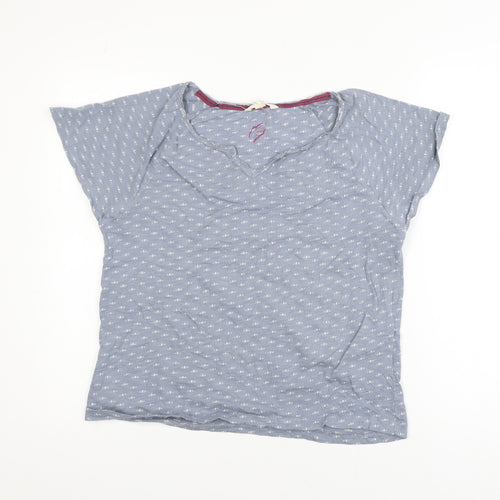 White Stuff Women’s Blue V-Neck Cotton T-Shirt Size 8