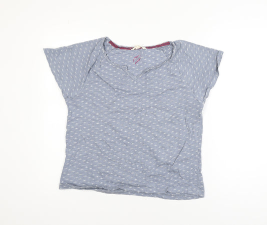 White Stuff Women’s Blue V-Neck Cotton T-Shirt Size 8