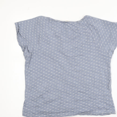 White Stuff Women’s Blue V-Neck Cotton T-Shirt Size 8