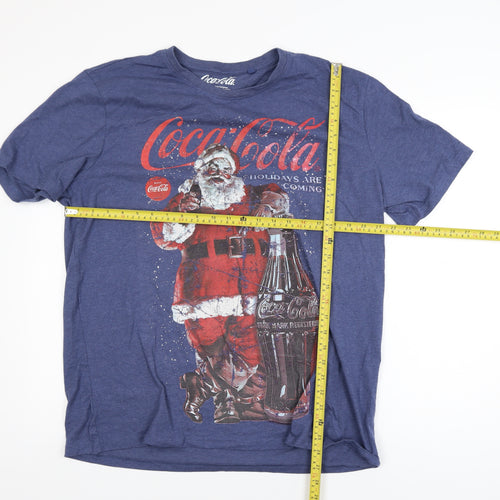 Tu Coca-Cola Men’s Blue Christmas Santa Graphic T-Shirt XL